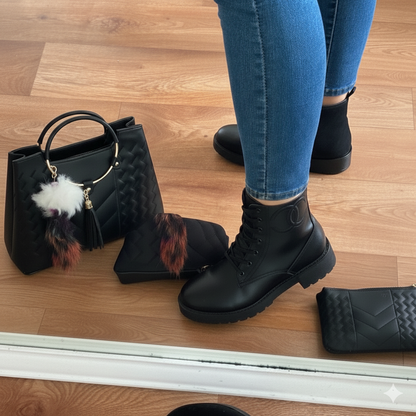 باقة الأناقة المتكاملة – صباط وصاك بنفس اللون + حقيبة مجانية