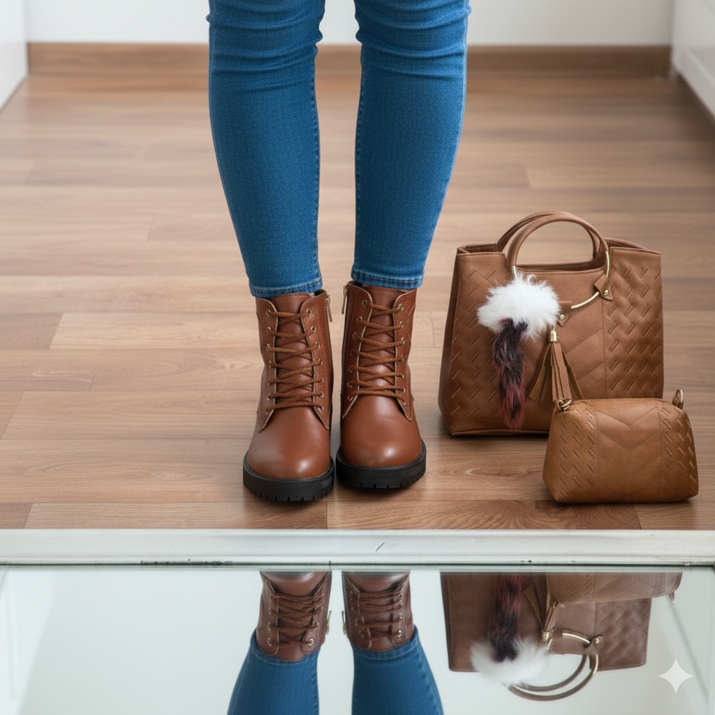 باقة الأناقة المتكاملة – صباط وصاك بنفس اللون + حقيبة مجانية