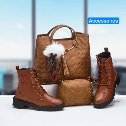 باقة الأناقة المتكاملة – صباط وصاك بنفس اللون + حقيبة مجانية